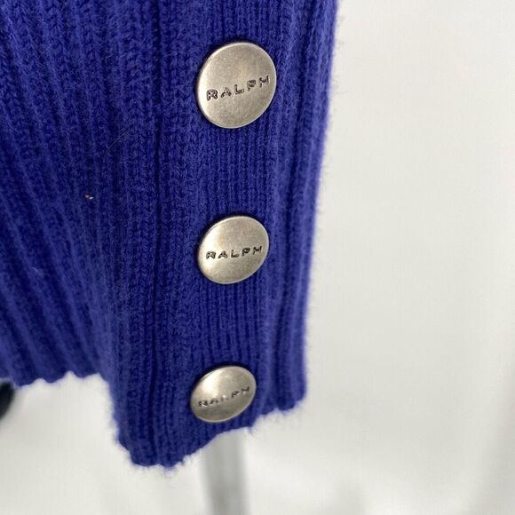 Ralph Lauren Womens Snap Button Long Sleeve Cotton Cable Knit Sweater Blue Large - Picture 9 of 12